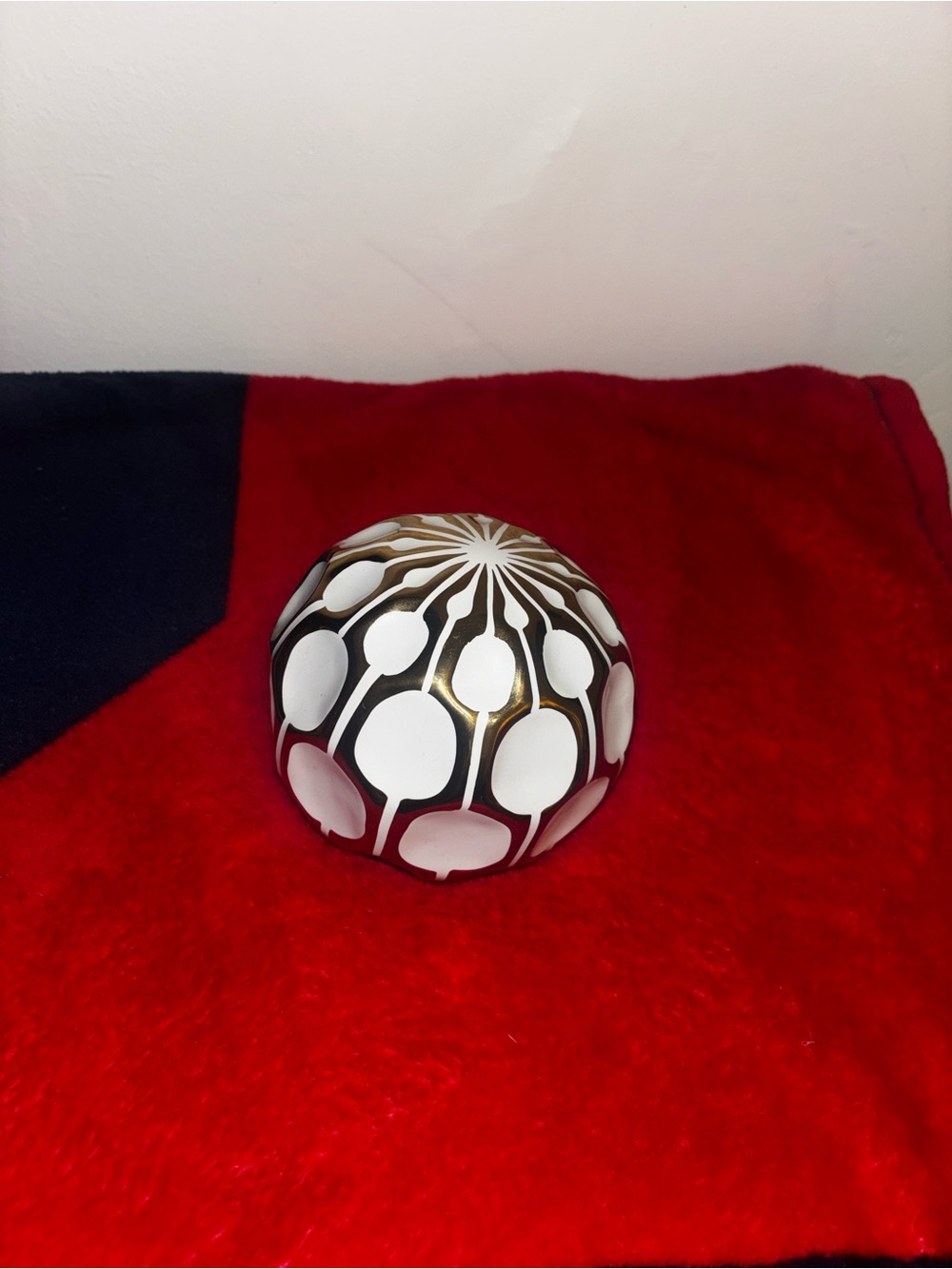 Decorative White and Gold Glass Bowl - Home Accent